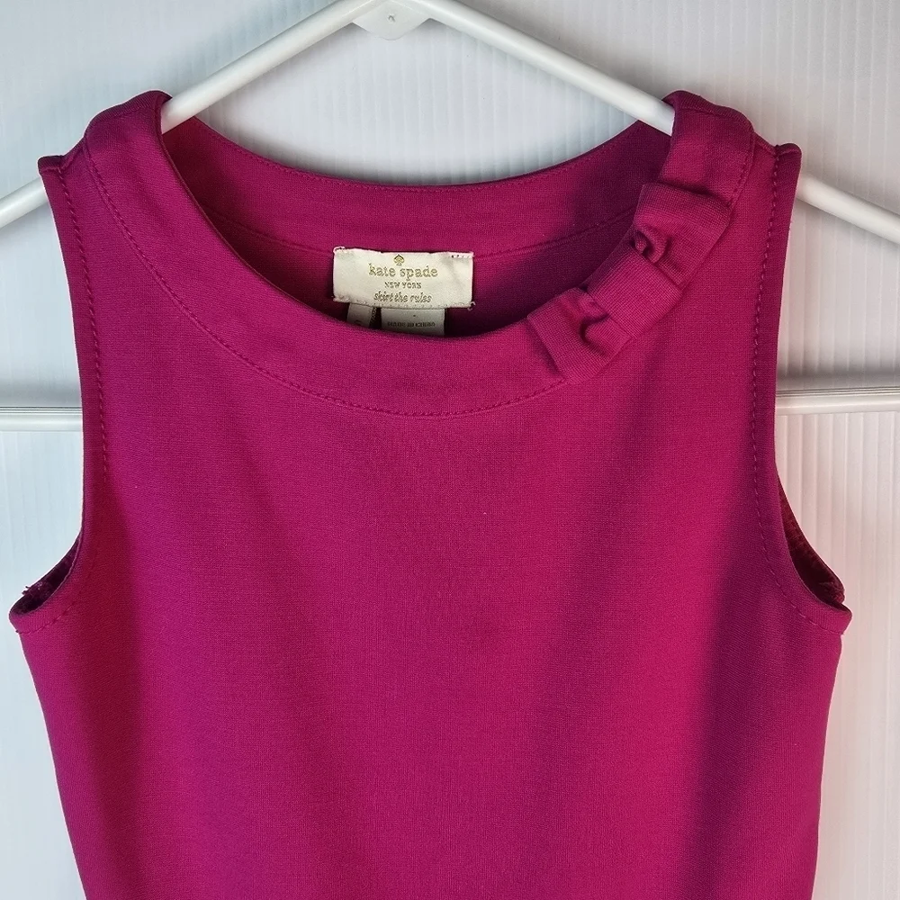Kate Spade Girls Magenta Pink Bow Neck Peplum Sleeveless Top Size Small